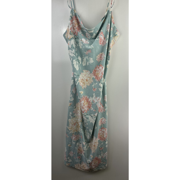 NWT Abercrombie & Fitch Cowl Neck Slip Maxi Dress Satin Floral Women's Size XL - Picture 3 of 16